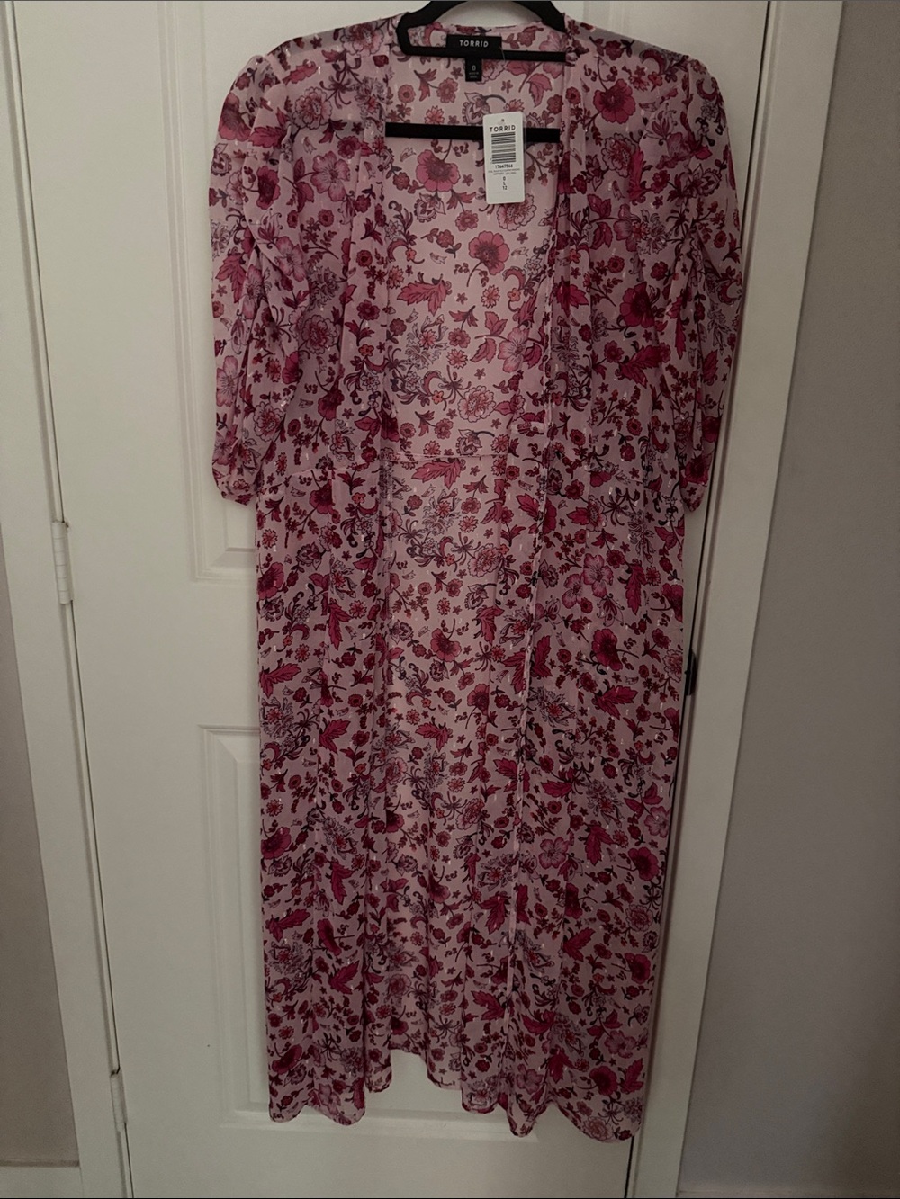 torrid Sheer Floral Tunic in Pink and Red